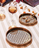 Alamkari India MDF Wood Greek Key Pattern Serving Tray Set